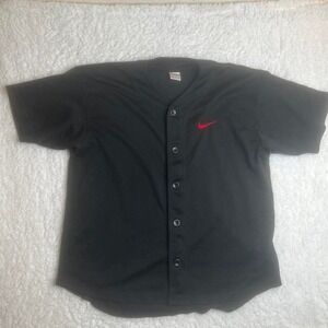 Vintage Nike‎ black men's mesh button up short sleeve skater back hit white tag